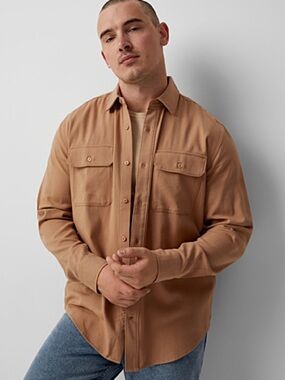 Le 31 Simons Soft Twill Utility Shirt Light Brown
